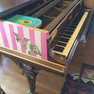 At the Pink Palace in NE Portland, a baby grand donated by Piano. Push. Play. 